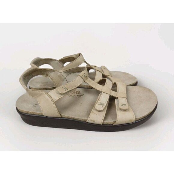 SAS Tripad Comfort Naples Linen Beige leather comfort slide sandals 11 WIDE EUC - Picture 1 of 7